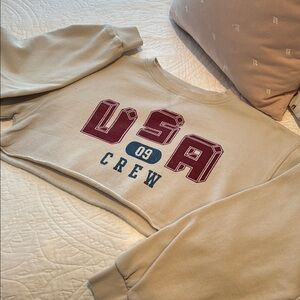 Topshop, USA Crew Beige Sweatshirt, Size 10